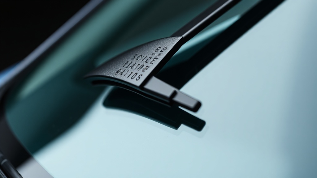 자동차 유리창 위에 놓인 실리콘 와이퍼와 일반 고무 와이퍼의 질감 차이를 보여주는 근접 촬영 이미지